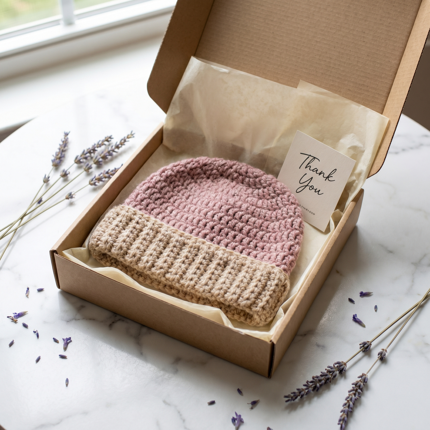 Blush Baby Beanie Crochet Pattern – Cozy Two-Tone Newborn Hat PDF