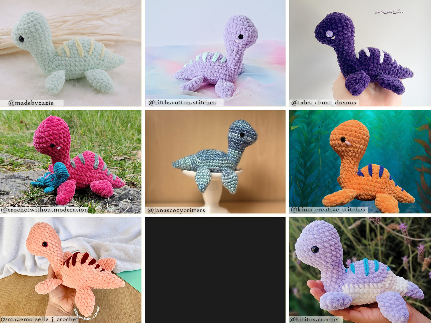 Dino Friends No-Sew Amigurumi Crochet 4 Patterns Bundle US Terms PDF