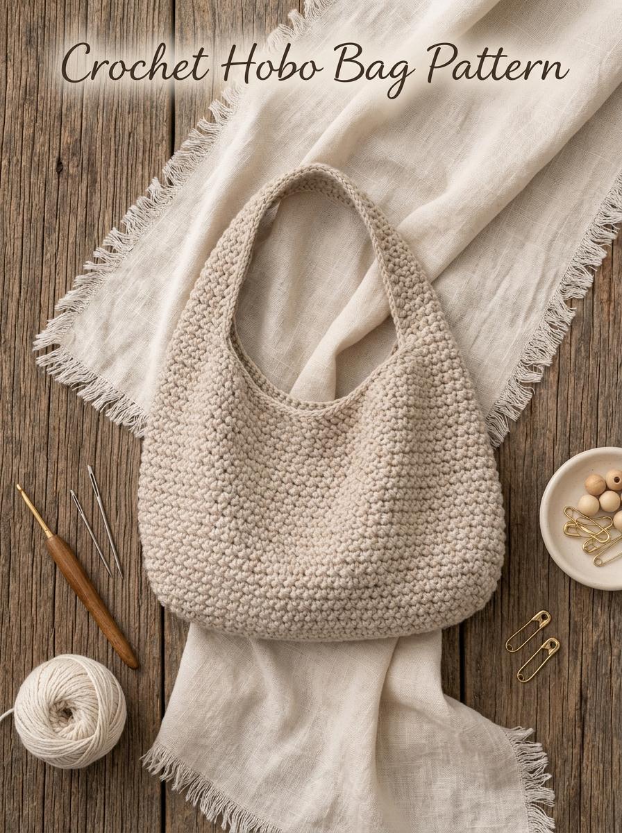 Crochet Hobo Bag Pattern, Slouchy Tote, Beginner Tutorial (PDF Download)