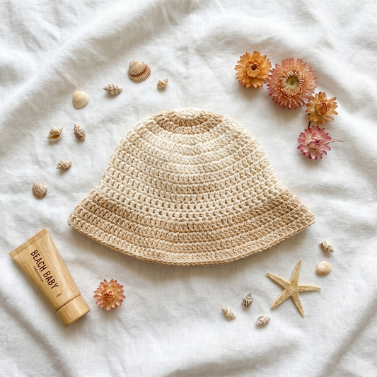 Neutral Crochet Sun Hat Pattern – Classic Wide Brim Summer Hat PDF