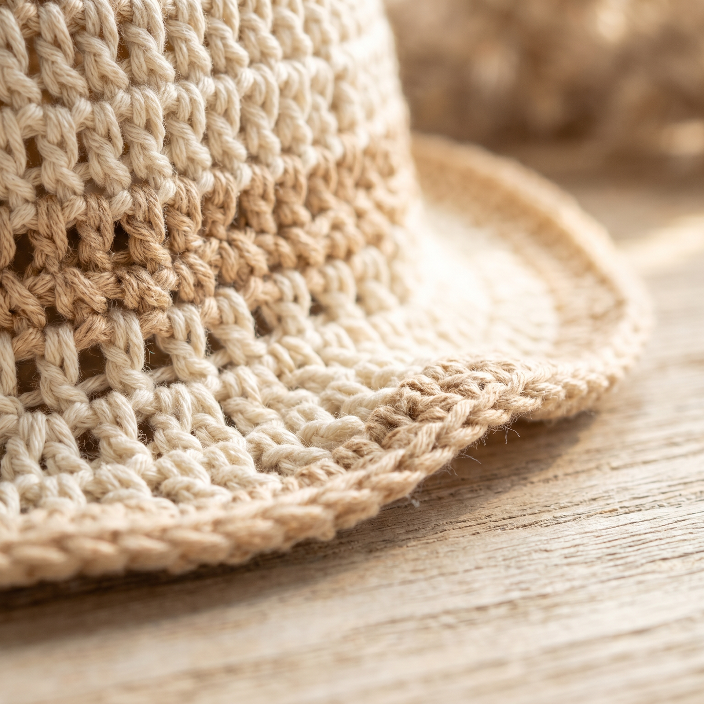Neutral Crochet Sun Hat Pattern – Classic Wide Brim Summer Hat PDF