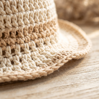 Neutral Crochet Sun Hat Pattern – Classic Wide Brim Summer Hat PDF