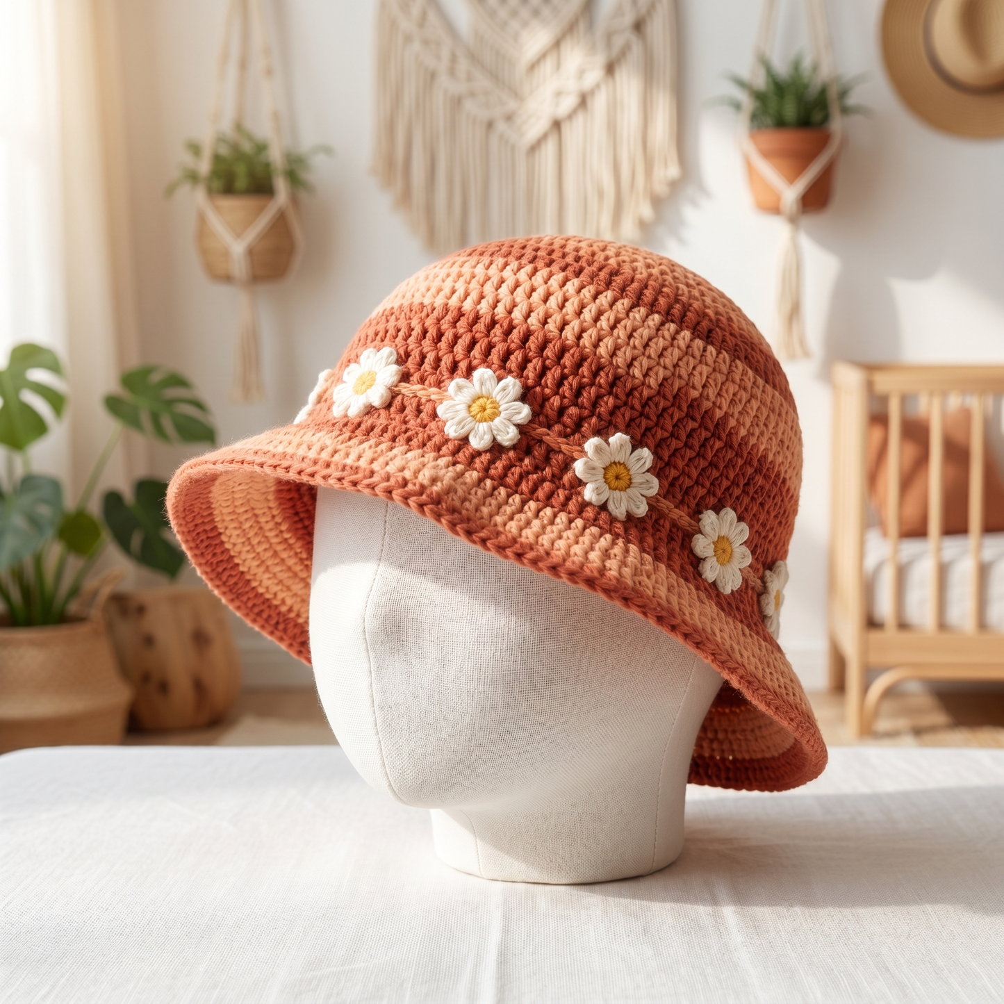 Daisy Crochet Bucket Hat Pattern – Boho Floral Summer Sun Hat PDF