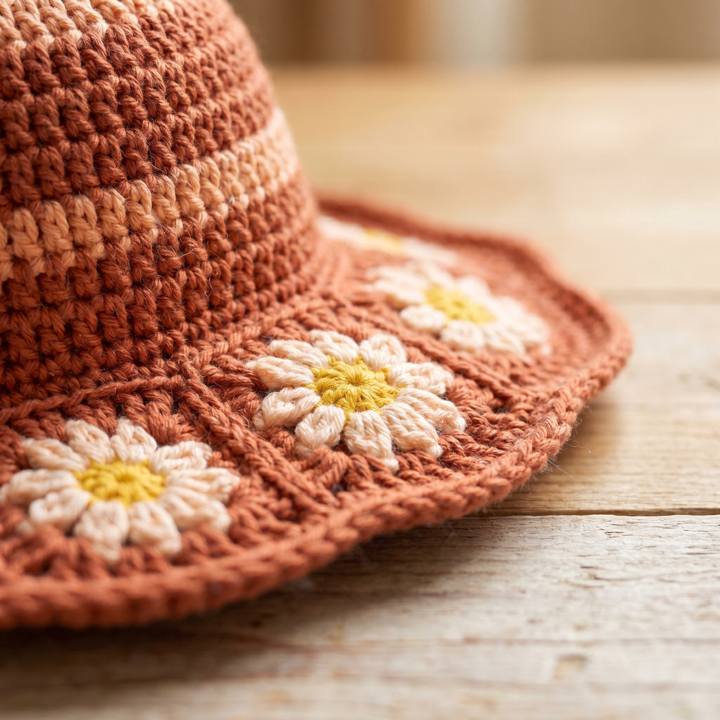 Daisy Crochet Bucket Hat Pattern – Boho Floral Summer Sun Hat PDF