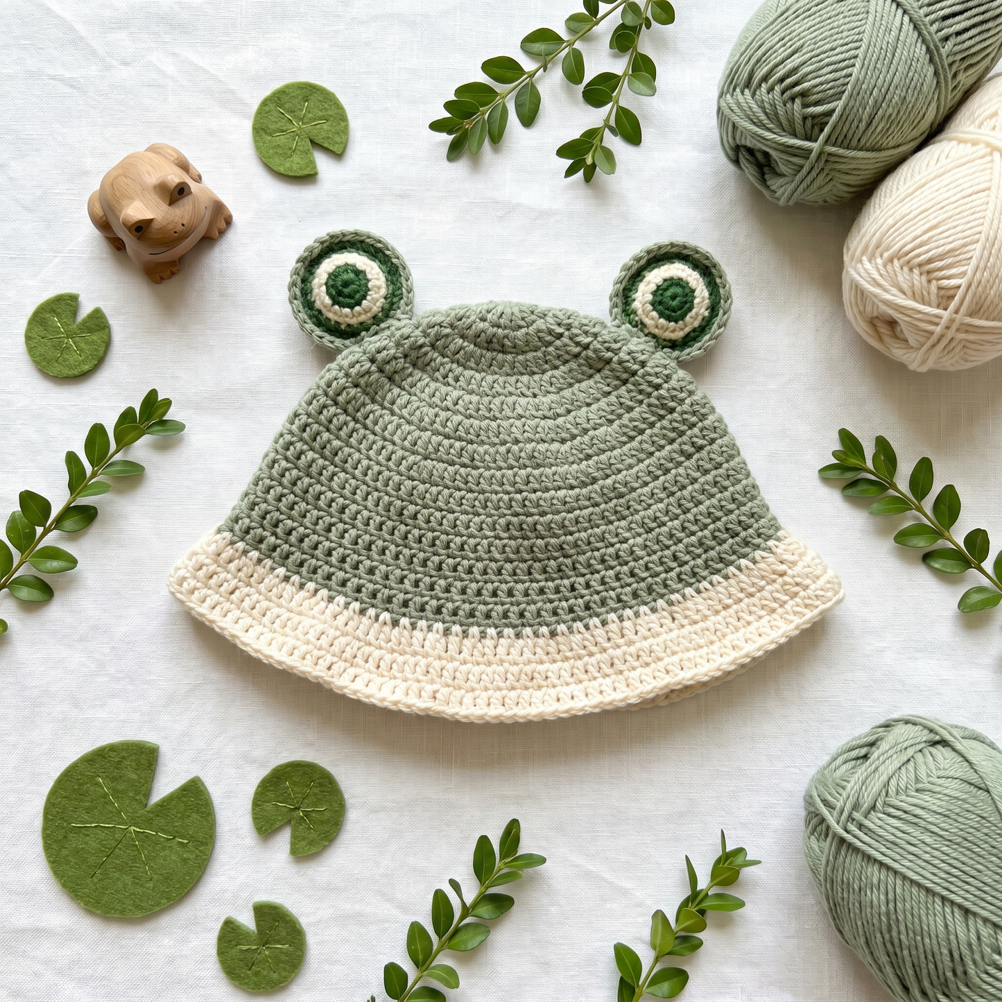 Frog Bucket Hat Crochet Pattern – Cute Baby Animal Sun Hat PDF