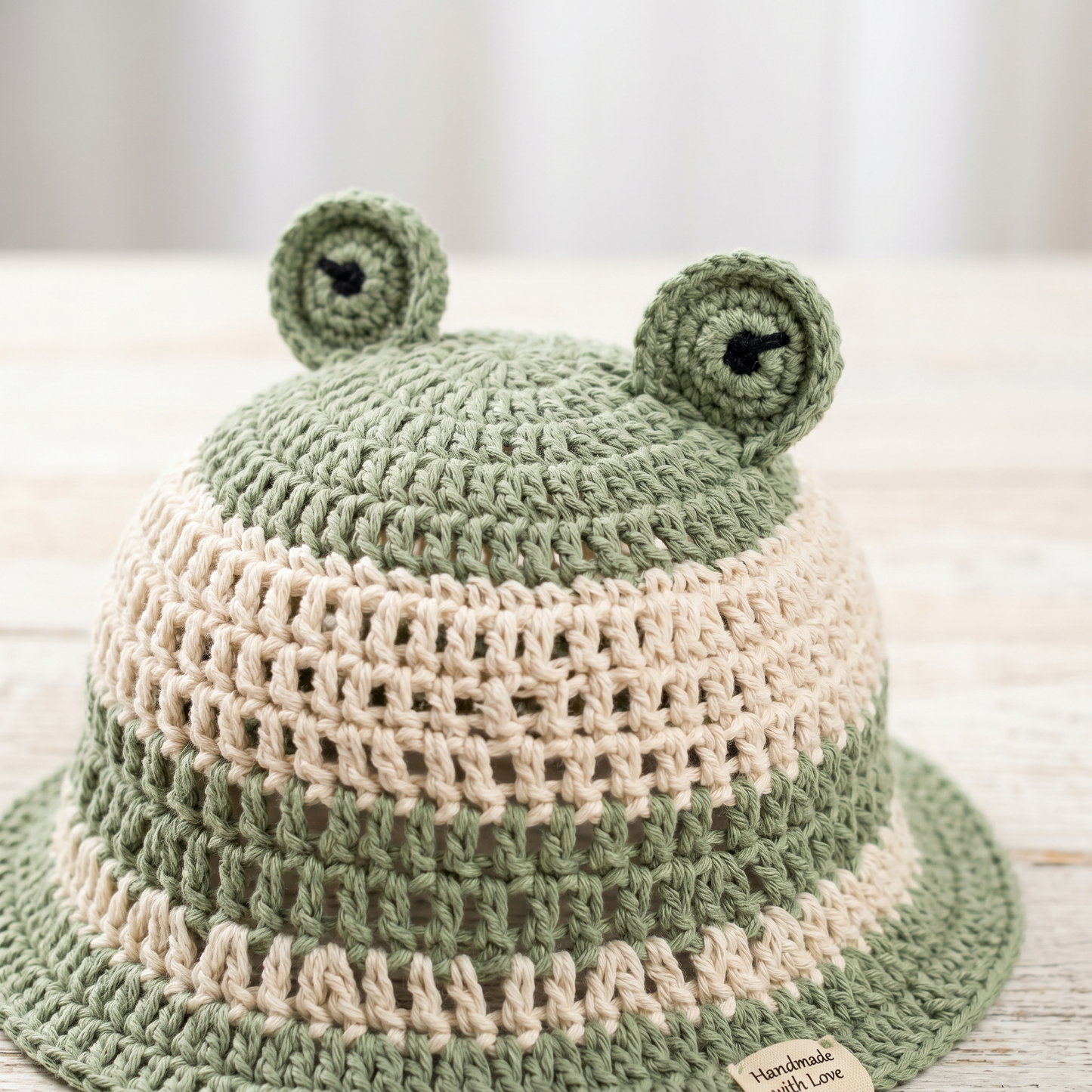 Frog Bucket Hat Crochet Pattern – Cute Baby Animal Sun Hat PDF