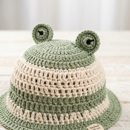 Frog Bucket Hat Crochet Pattern – Cute Baby Animal Sun Hat PDF