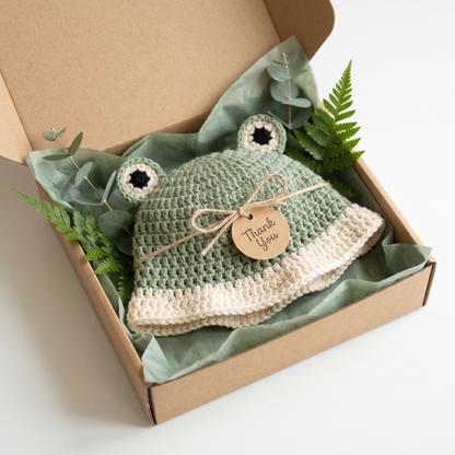 Frog Bucket Hat Crochet Pattern – Cute Baby Animal Sun Hat PDF