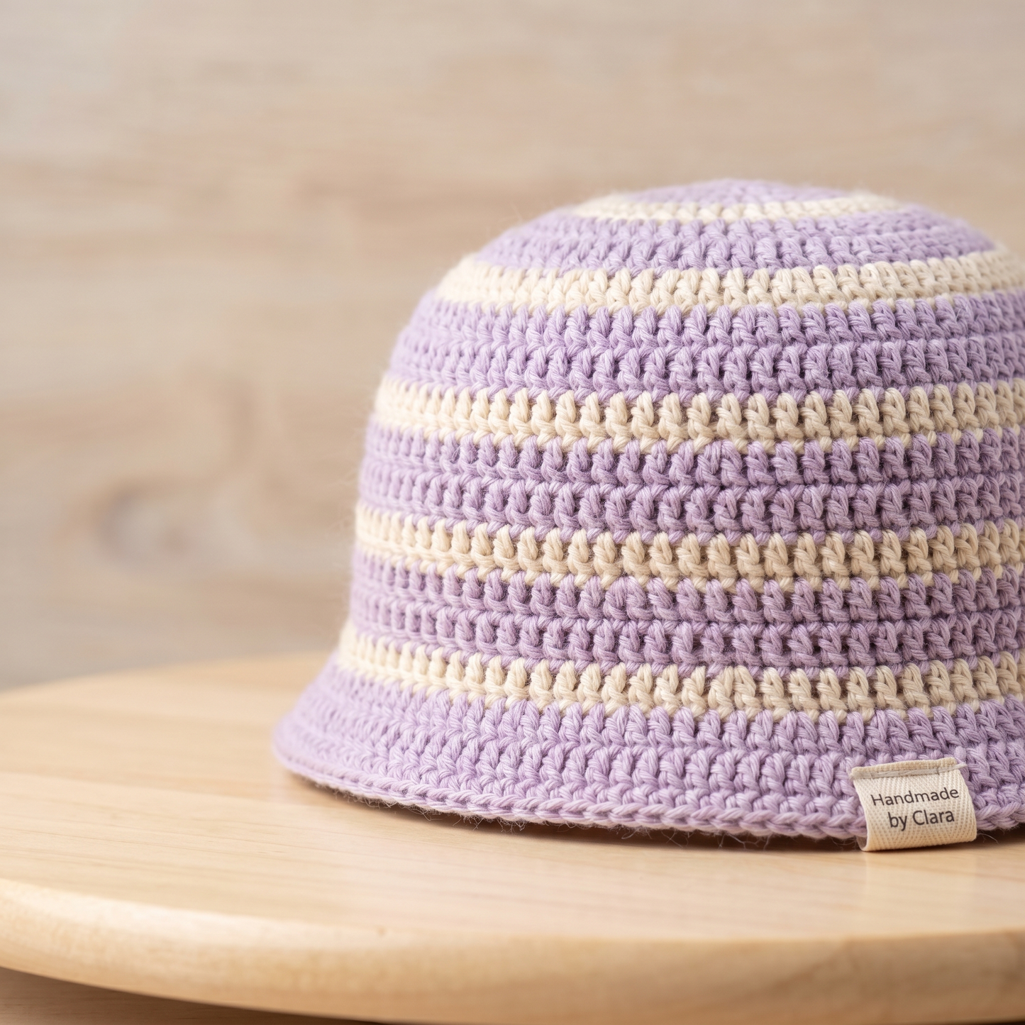 Lavender Striped Crochet Bucket Hat Pattern – Summer Baby Sun Hat PDF