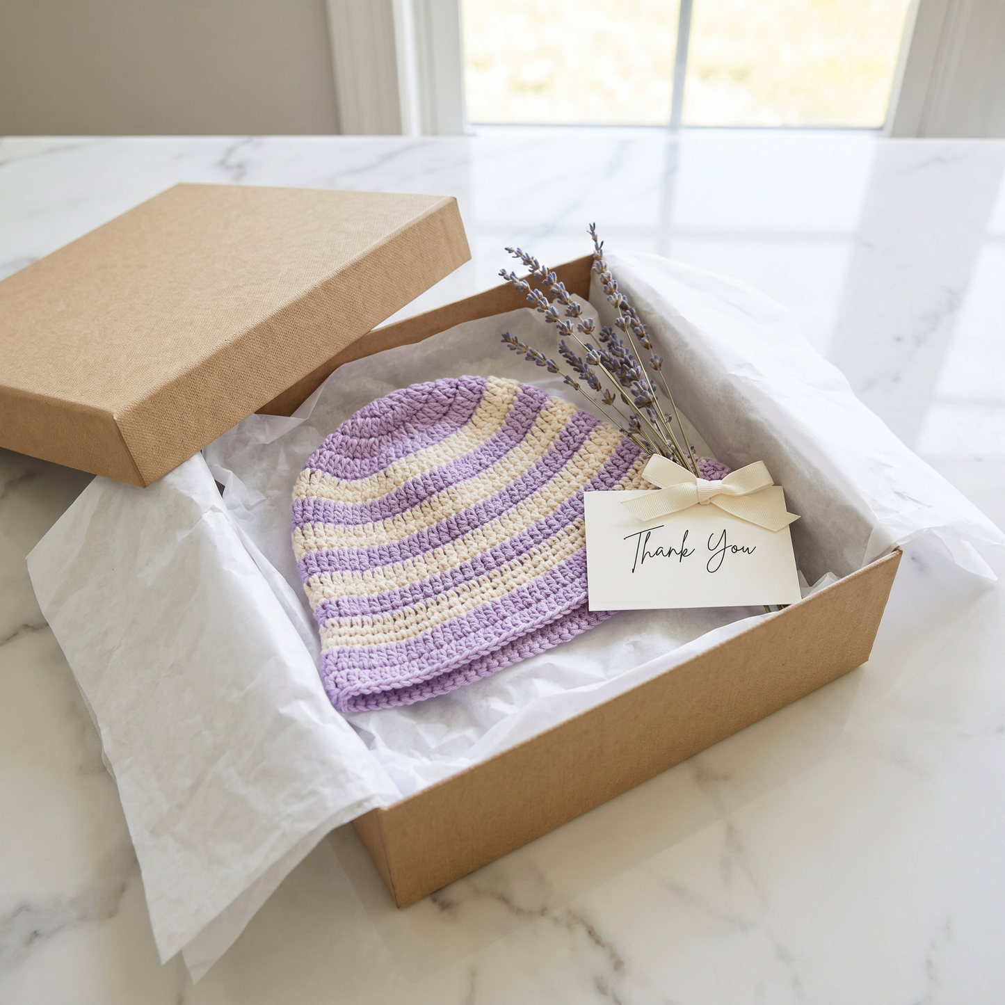 Lavender Striped Crochet Bucket Hat Pattern – Summer Baby Sun Hat PDF