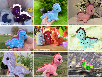 Dino Friends No-Sew Amigurumi Crochet 4 Patterns Bundle US Terms PDF