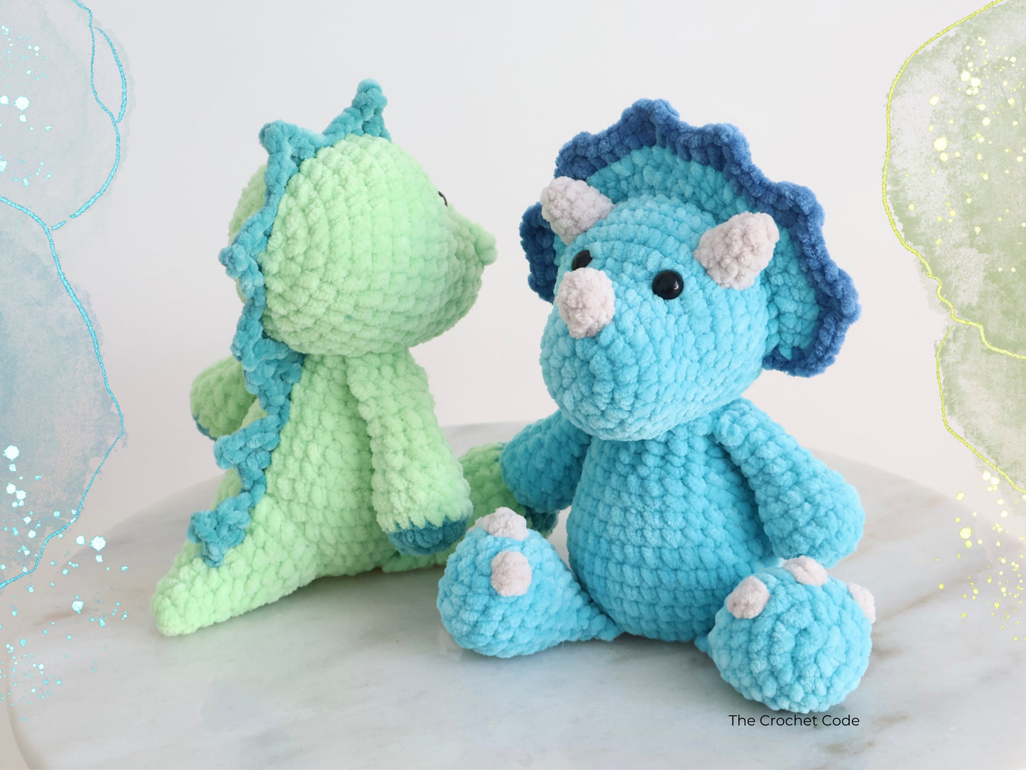 2 in 1 Dinosaur Crochet Pattern Bundle, Amigurumi Dinosaur Pattern, Dino Stuffed Animals, Stegosaurus and Triceratops, Instant Download PDF