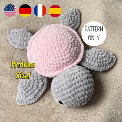 Crochet Turtle Pattern Amigurumi PDF Download Stuffed Baby Animal Plushie Easy Beginner Friendly