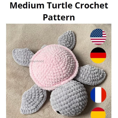 Crochet Turtle Pattern Amigurumi PDF Download Stuffed Baby Animal Plushie Easy Beginner Friendly