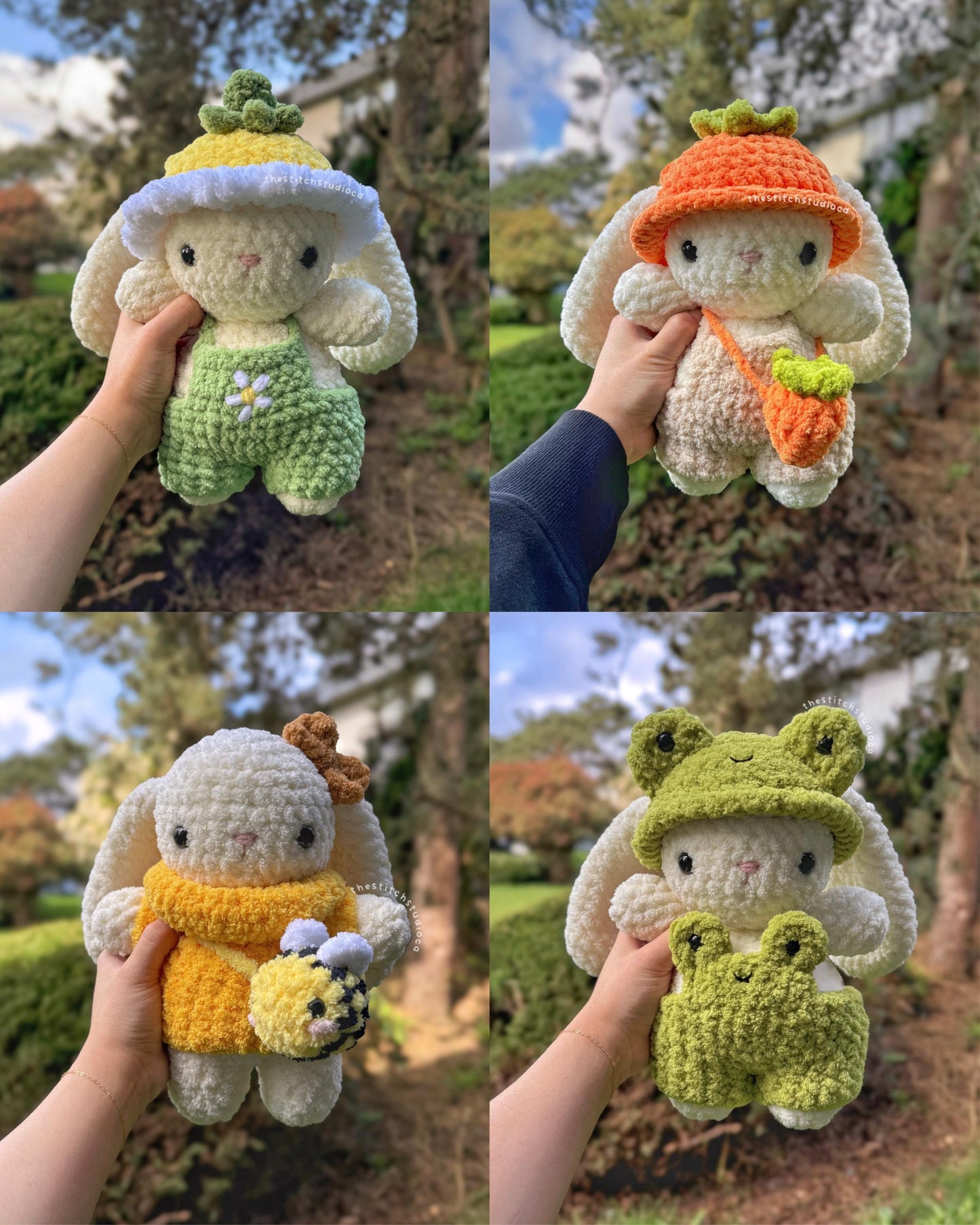 15 in 1 Baby Plushies in Interchangeable Clothing Crochet Pattern Bundle | Bunny, Bear, Frog, Duck