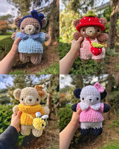 15 in 1 Baby Plushies in Interchangeable Clothing Crochet Pattern Bundle | Bunny, Bear, Frog, Duck