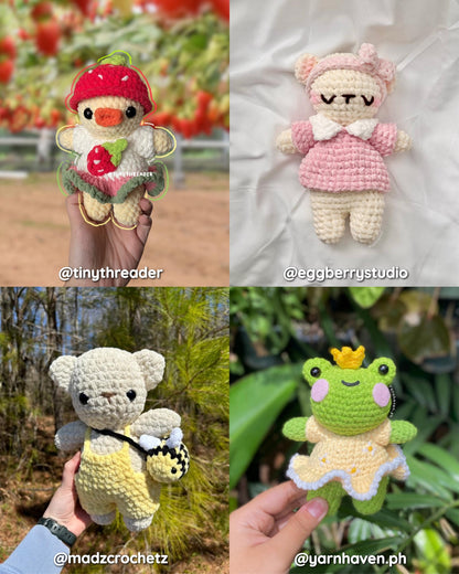 15 in 1 Baby Plushies in Interchangeable Clothing Crochet Pattern Bundle | Bunny, Bear, Frog, Duck