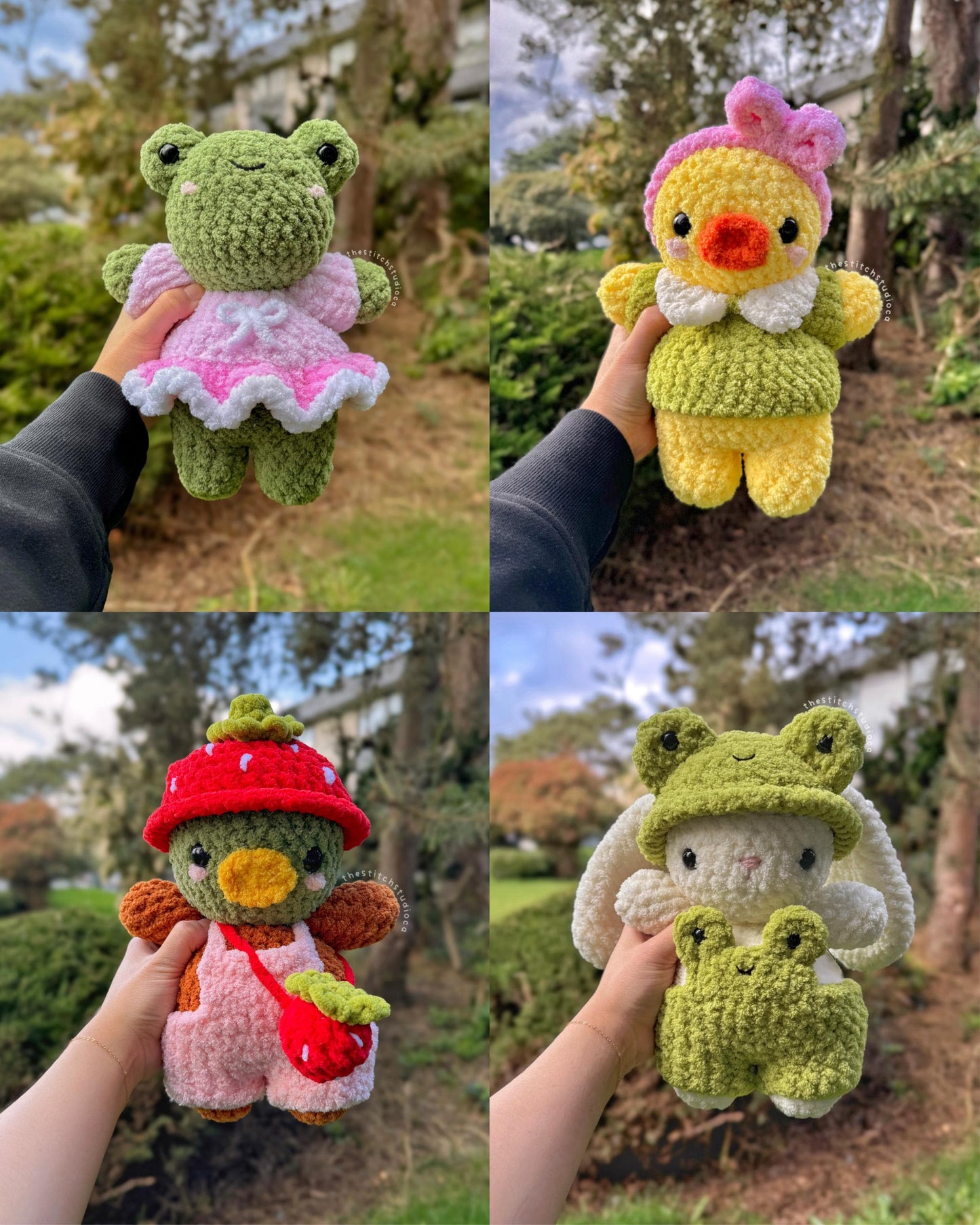 15 in 1 Baby Plushies in Interchangeable Clothing Crochet Pattern Bundle | Bunny, Bear, Frog, Duck