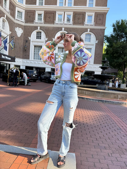 Mystery Retro Daisy Granny Square Cardigan Crochet Pattern | PDF Crochet Pattern – English Only