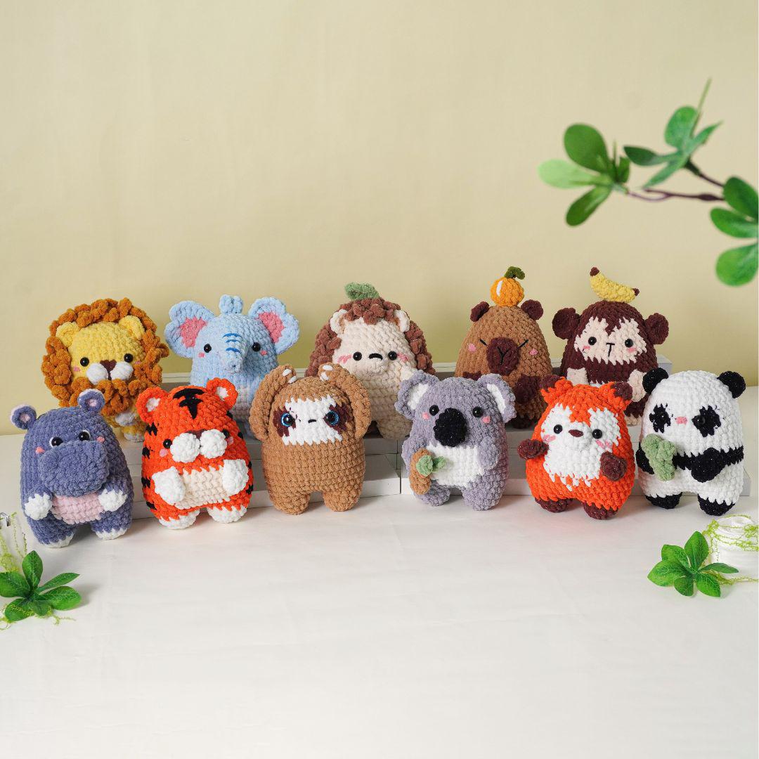 28in1 Tiny Beasties Collection Crochet Patterns | Hedgehog Pattern, Frog Pattern, Giraffe Pattern, Unicorn Pattern, Penguin Pattern