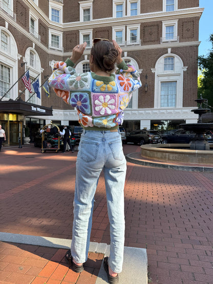 Mystery Retro Daisy Granny Square Cardigan Crochet Pattern | PDF Crochet Pattern – English Only