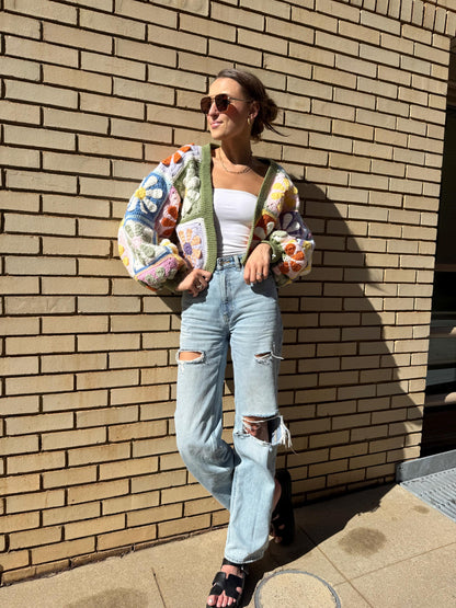 Mystery Retro Daisy Granny Square Cardigan Crochet Pattern | PDF Crochet Pattern – English Only