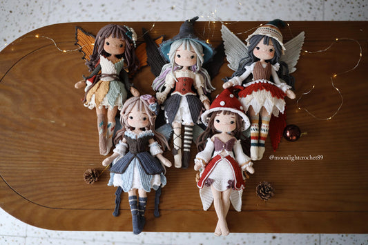 5-in-1 Fairy Crochet Doll Pattern Bundle, Amigurumi Doll PDF, Seasonal Fairies Collection, Multi-language with English Instant Download.