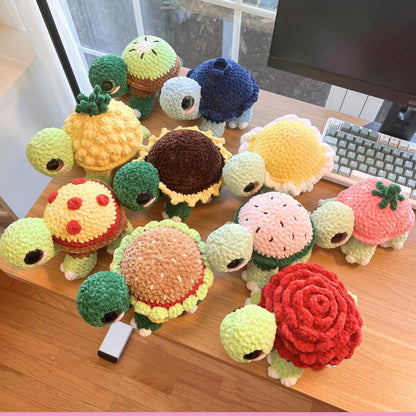 10-in-1 Larry the Land Turtle Crochet Pattern Bundle: Food & Flower Mod Pack PDF Digital Download