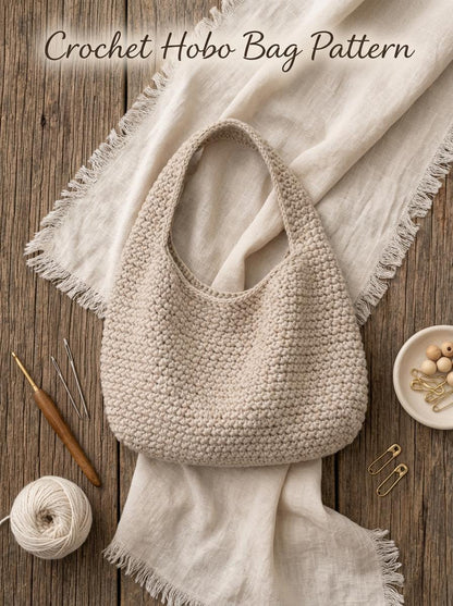Crochet Hobo Bag Pattern, Slouchy Tote, Beginner Tutorial (PDF Download)