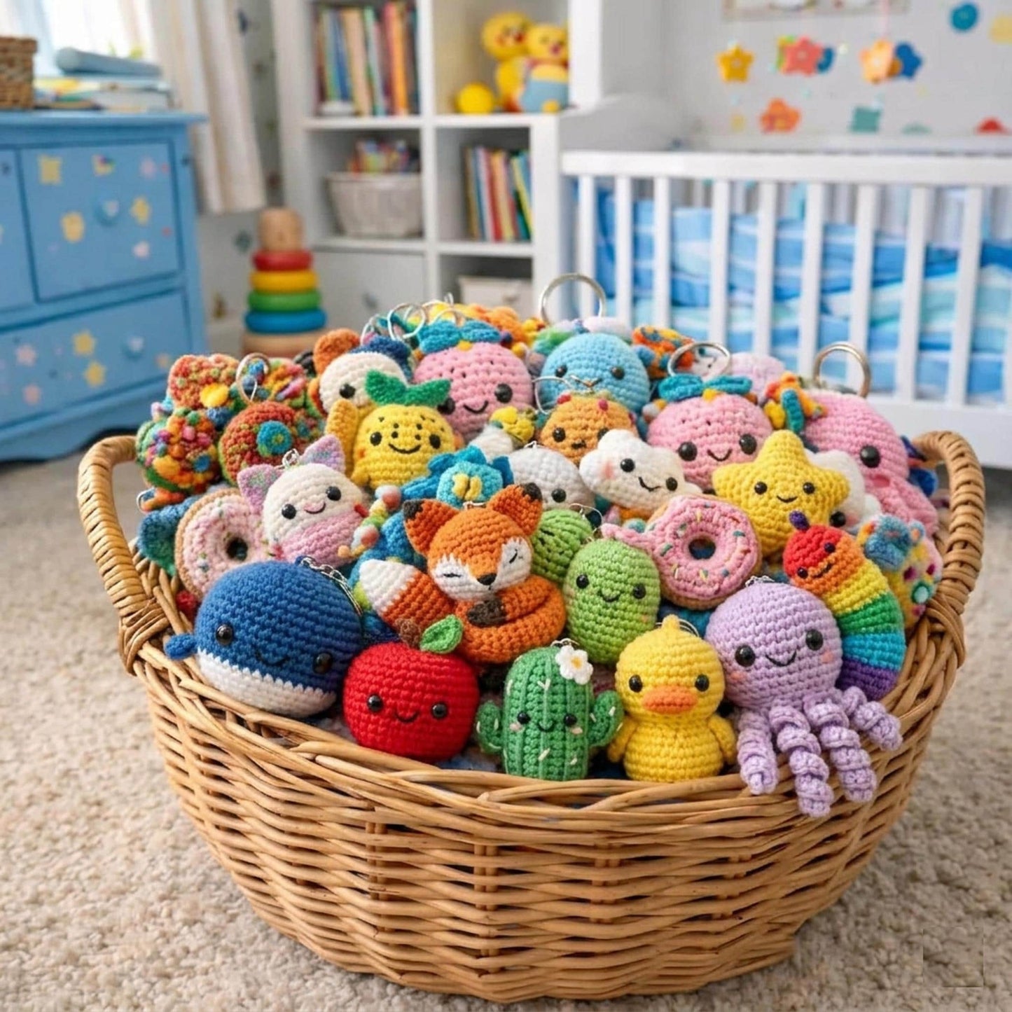 300+ Keychain Crochet Pattern Bundle PDF, Amigurumi Cute Mini Animals Food Rainbow Plush Keyring Crochet Patterns Instant Digital Download