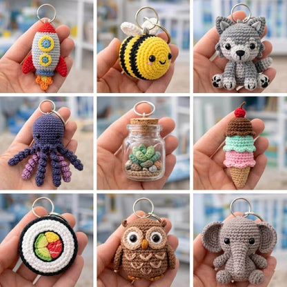 300+ Keychain Crochet Pattern Bundle PDF, Amigurumi Cute Mini Animals Food Rainbow Plush Keyring Crochet Patterns Instant Digital Download