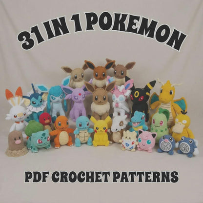 30+ in 1 Mini Pokemon Crochet PDF - Pikachu, Charmander, Squirtle & Bulbasaur + More - Instant Digital Download