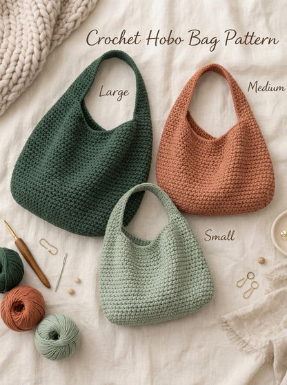 Crochet Hobo Bag Pattern, Slouchy Tote, Beginner Tutorial (PDF Download)