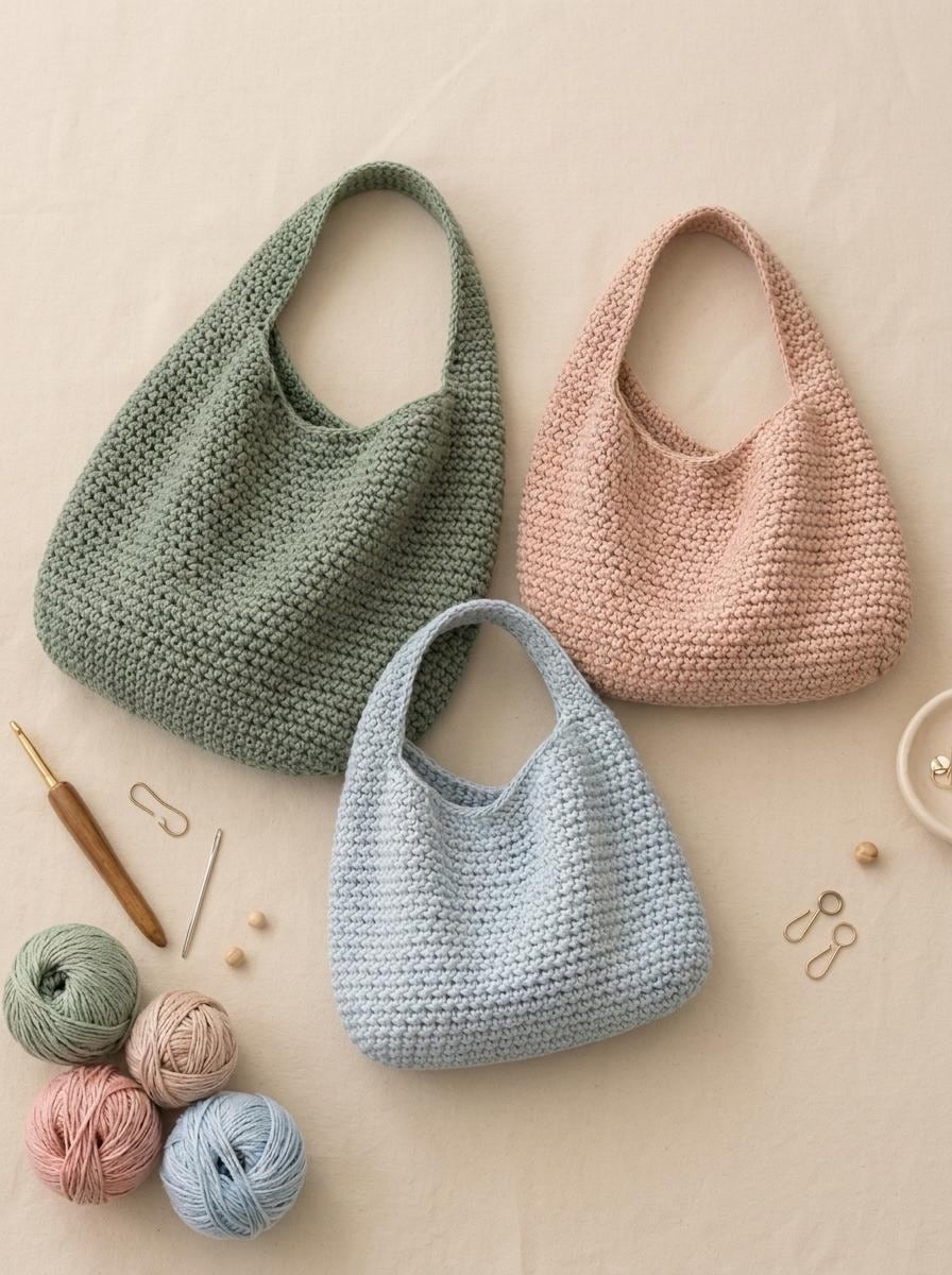 Crochet Hobo Bag Pattern, Slouchy Tote, Beginner Tutorial (PDF Download)