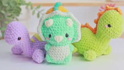 Dino Friends No-Sew Amigurumi Crochet 4 Patterns Bundle US Terms PDF